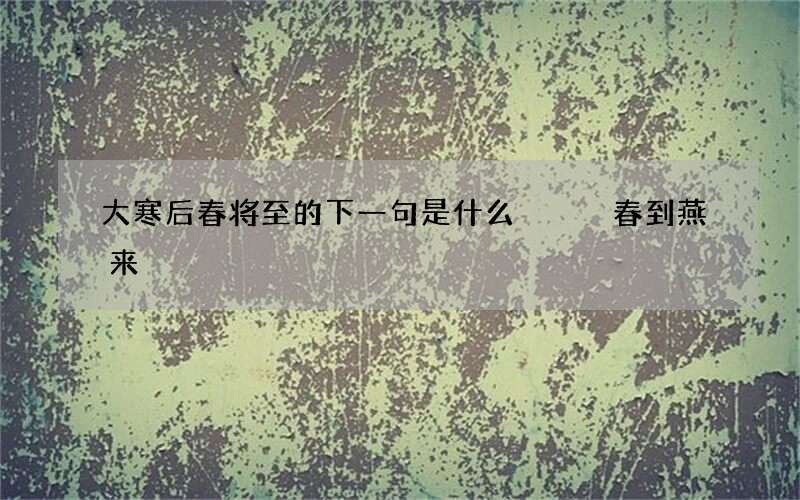 大寒后春将至的下一句是什么   春到燕来